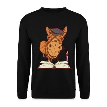 Esel Maultier Student nachtaktiv lernen Studium - Unisex Pullover - Schwarz - Vorne - Alina (178cm) & Michal (187cm)