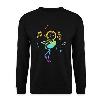 Funny Stick Figure Bagpiper - Funny Bagpipe Player - Unisex Pullover - Schwarz - Vorne - Alina (178cm) & Michal (187cm)