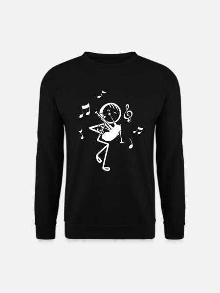 Funny Stick Figure Bagpiper Stick Figure Bagpipe P - Unisex Pullover - Schwarz