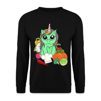 Bio Öko Einhorn Vitamine Gemüse Küche Vegetarisch - Unisex Pullover - Schwarz - Vorne - Alina (178cm) & Michal (187cm)