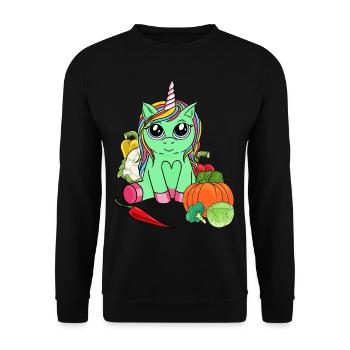Vitamines Eco Licorne Bio Légumes Plaisir Jardinage - Sweat-shirt Unisexe - noir - Devant - Alina (178cm) & Michal (187cm)