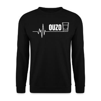 Ouzo disant pour les Grecs Un ouzo par jour - Sweat-shirt Unisexe - noir - Devant - Alina (178cm) & Michal (187cm)