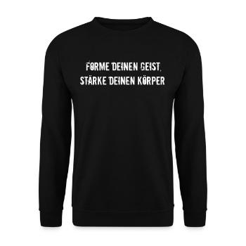 Pilates - Forme deinen Geist, stärke deinen - Unisex Pullover - Schwarz - Vorne - Alina (178cm) & Michal (187cm)