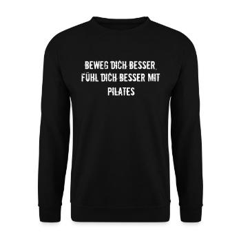 Pilates - Beweg dich besser, fühl dich besser mit - Unisex Pullover - Schwarz - Vorne - Alina (178cm) & Michal (187cm)