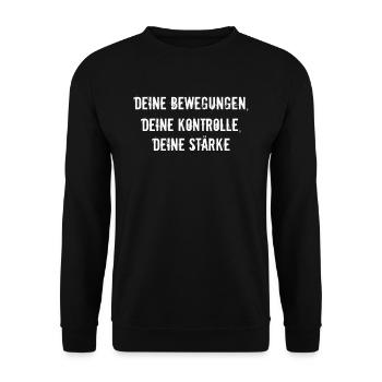 Pilates - Deine Bewegungen, deine Kontrolle, - Unisex Pullover - Schwarz - Vorne - Alina (178cm) & Michal (187cm)