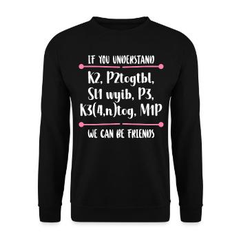 Knitting Knitter If You Understand - Unisex Sweatshirt - black - Front - Alina (178cm) & Michal (187cm)