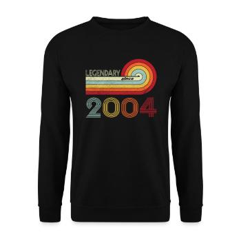 2004 Geburtstag Legendary since Vintage Rainbow - Unisex Pullover - Schwarz - Vorne - Alina (178cm) & Michal (187cm)