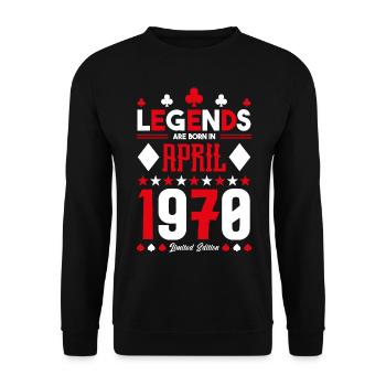 cadeau d'anniversaire avril 1970. jeux de carte. - Sweat-shirt Unisexe - noir - Devant - Alina (178cm) & Michal (187cm)
