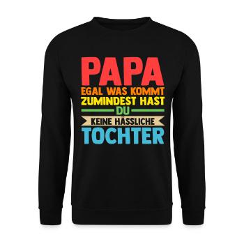Papa Vater Tochter Vatertag - Unisex Pullover - Schwarz - Vorne - Alina (178cm) & Michal (187cm)
