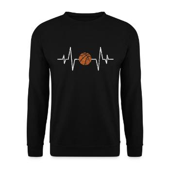 Basketball Herzschlag - Unisex Pullover - Schwarz - Vorne - Alina (178cm) & Michal (187cm)