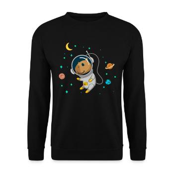 Capybara Flüsterer Astronaut - Unisex Pullover - Schwarz - Vorne - Alina (178cm) & Michal (187cm)