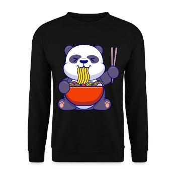 Panda Bär Ramen Esser Japanische Nudelsuppe Tier - Unisex Pullover - Schwarz - Vorne - Alina (178cm) & Michal (187cm)