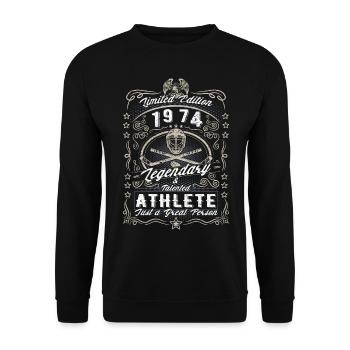 Vintage 1974 Ice Hockey Birthday Gift Hobby - Unisex Sweatshirt - black - Front - Alina (178cm) & Michal (187cm)