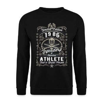 Vintage 1986 Ice Hockey Geburtstag Geschenk Hobby - Unisex Pullover - Schwarz - Vorne - Alina (178cm) & Michal (187cm)