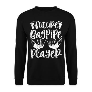 Future Joueur de cornemuse - Bagpiper Baby Bagpipe Play - Sweat-shirt Unisexe - noir - Devant - Alina (178cm) & Michal (187cm)
