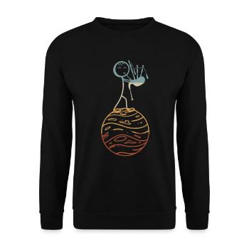 Funny Stick Figure Bagpiper Bagpiper Player - Unisex Pullover - Schwarz - Vorne - Alina (178cm) & Michal (187cm)