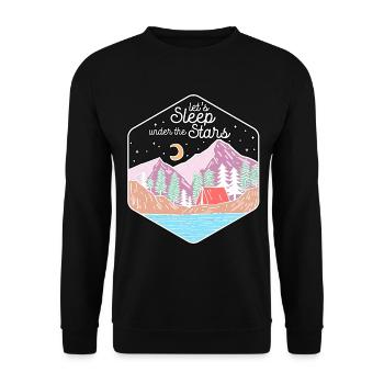 Let's Sleep Under The Stars Hiking Nature Camping - Unisex Sweatshirt - black - Front - Alina (178cm) & Michal (187cm)