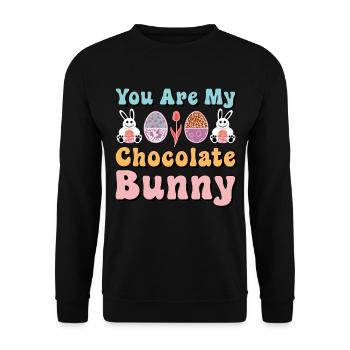 Du bist meine Schokolade lustige süße Ostern - Unisex Pullover - Schwarz - Vorne - Alina (178cm) & Michal (187cm)