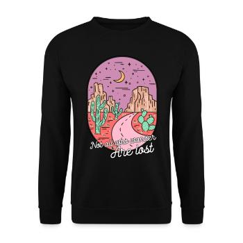 Not All Who Wander Are Lost Hiking Nature Camping - Unisex Sweatshirt - black - Front - Alina (178cm) & Michal (187cm)