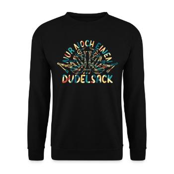 Just One More Bagpipe Bagpiper Bagpipe Instrument - Unisex Pullover - Schwarz - Vorne - Alina (178cm) & Michal (187cm)