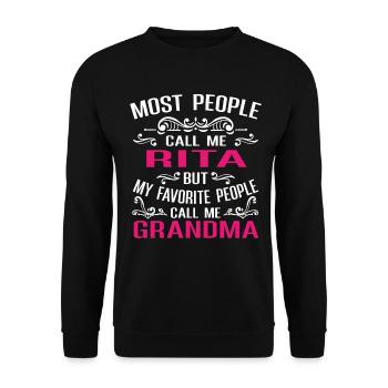 Rita Name Funny Personalized Grandma - Unisex Sweatshirt - black - Front - Alina (178cm) & Michal (187cm)