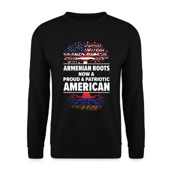 Geboren als Armenier Armenien Amerikaner USA - Unisex Pullover - Schwarz - Vorne - Alina (178cm) & Michal (187cm)