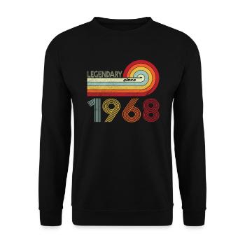 1968 Geburtstag Legendary since Vintage Rainbow - Unisex Pullover - Schwarz - Vorne - Alina (178cm) & Michal (187cm)