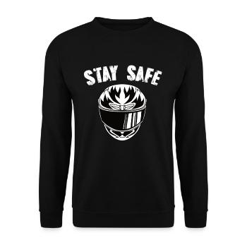 Motorrad Motorradhelm Stay Safe - Unisex Pullover - Schwarz - Vorne - Alina (178cm) & Michal (187cm)