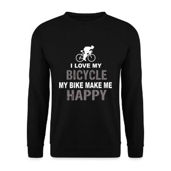 I Love My Bicycle My Bike Make Me Happy - Unisex Sweatshirt - black - Front - Alina (178cm) & Michal (187cm)