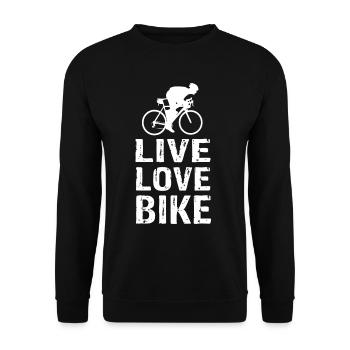 Live Love Bike - Unisex Pullover - Schwarz - Vorne - Alina (178cm) & Michal (187cm)