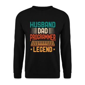 Husband Dad Programmer Legend Coder Programmierer - Unisex Sweatshirt - black - Front - Alina (178cm) & Michal (187cm)