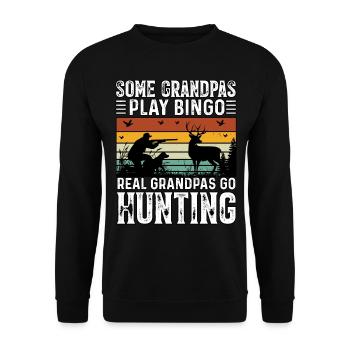 Some Grandpas Play Bingo Real Grandpas Go Hunting - Unisex Sweatshirt - black - Front - Alina (178cm) & Michal (187cm)