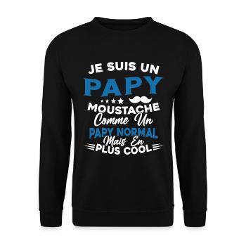 Un Papy Moustache Comme Un Papy Normal - Sweat-shirt Unisexe - noir - Devant - Alina (178cm) & Michal (187cm)