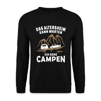 Wohnwagen Camping Rentner - Unisex Pullover - Schwarz - Vorne - Alina (178cm) & Michal (187cm)