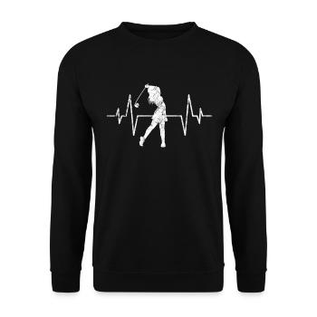 Golf Golferin Herzschlag - Unisex Pullover - Schwarz - Vorne - Alina (178cm) & Michal (187cm)