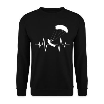 kite surfen Herzschlag - Unisex Pullover - Schwarz - Vorne - Alina (178cm) & Michal (187cm)
