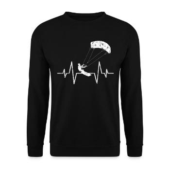 kite surfen Herzschlag - Unisex Pullover - Schwarz - Vorne - Alina (178cm) & Michal (187cm)