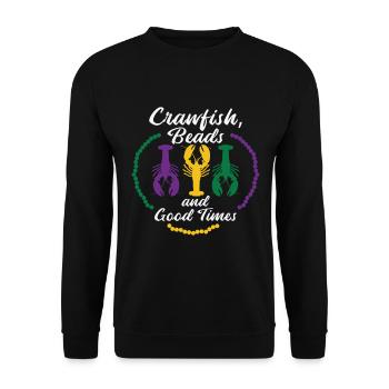 Mardi Gras Beads Carnival Crawfish Party Drinking - Unisex Sweatshirt - black - Front - Alina (178cm) & Michal (187cm)