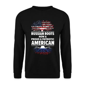 Born Russian Russia American USA Citizenship - Unisex Sweatshirt - black - Front - Alina (178cm) & Michal (187cm)