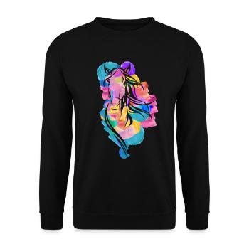 Buntes Pferd Wpap Art Geometrische Pop Art - Unisex Pullover - Schwarz - Vorne - Alina (178cm) & Michal (187cm)