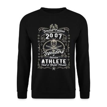 Vintage 2007 Ice Hockey Geburtstag Geschenk Hobby - Unisex Pullover - Schwarz - Vorne - Alina (178cm) & Michal (187cm)