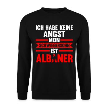 Ich habe keine Angst mein Schwiegersohn ist Albane - Unisex Pullover - Schwarz - Vorne - Alina (178cm) & Michal (187cm)