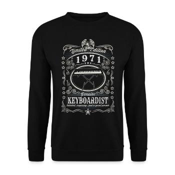 Vintage 1971 Keyboardist Birthday Gift Hobby - Unisex Sweatshirt - black - Front - Alina (178cm) & Michal (187cm)