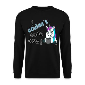 I couldn't care less. grim funny unicorn - Unisex Sweatshirt - black - Front - Alina (178cm) & Michal (187cm)
