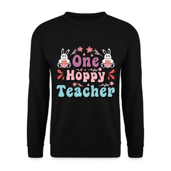 Ein Hoppy Lehrer Osterlehrer - Unisex Pullover - Schwarz - Vorne - Alina (178cm) & Michal (187cm)