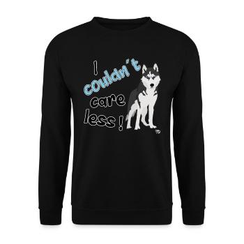 I couldnt care less. grimmiges lustiges Hunde - Unisex Pullover - Schwarz - Vorne - Alina (178cm) & Michal (187cm)