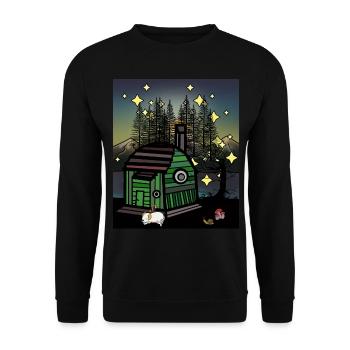 Cabin Nature Night Starry Sky Dog Forest - Unisex Sweatshirt - black - Front - Alina (178cm) & Michal (187cm)