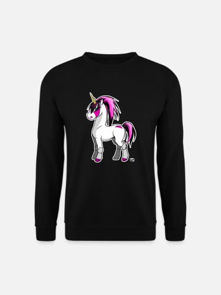 Kawaii Anime Pink Einhorn Pferd - Unisex Pullover - Schwarz