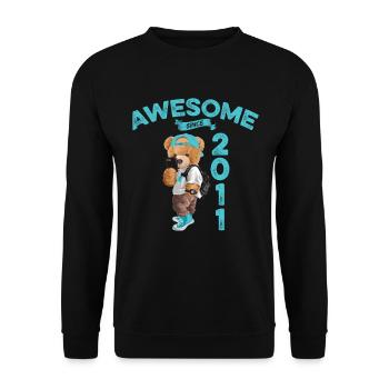2011 Birthday Teddy Bear Awesome since - Unisex Sweatshirt - black - Front - Alina (178cm) & Michal (187cm)
