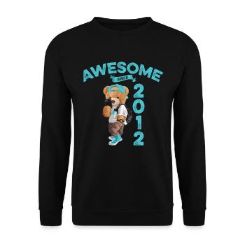 2012 Birthday Teddy Bear Awesome since - Unisex Sweatshirt - black - Front - Alina (178cm) & Michal (187cm)